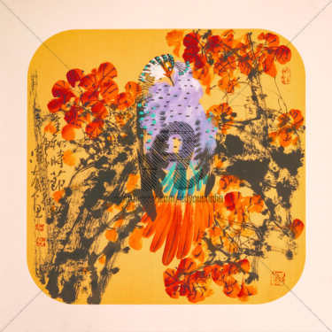 Peinture intitulée "Golden autumn time…" par Dayou Lu, Œuvre d'art originale, Pigments