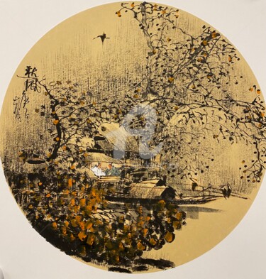 Pittura intitolato "Autumn wind  秋风（No.…" da Dayou Lu, Opera d'arte originale, pigmenti