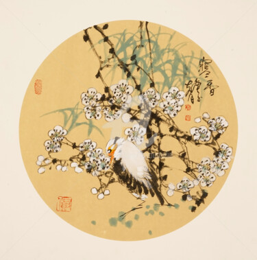 Картина под названием "Fragrance of Plum B…" - Dayou Lu, Подлинное произведение искусства, Пигменты