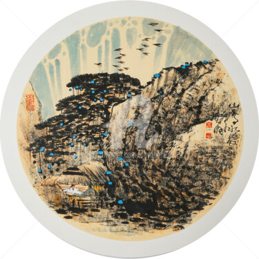 Malerei mit dem Titel "High mountain and l…" von Dayou Lu, Original-Kunstwerk, Pigmente