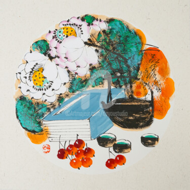 Painting titled "Taste fine tea 品茗图…" by Dayou Lu, Original Artwork, Pigments