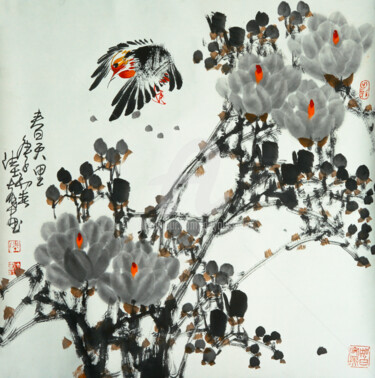 Pittura intitolato "Spring time 春天里 （No…" da Dayou Lu, Opera d'arte originale, pigmenti