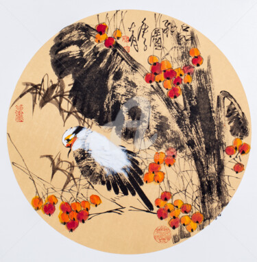 Malerei mit dem Titel "Feel the Autumn 品秋图…" von Dayou Lu, Original-Kunstwerk, Pigmente