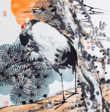 Peinture intitulée "Listen to the Pine…" par Dayou Lu, Œuvre d'art originale, Pigments