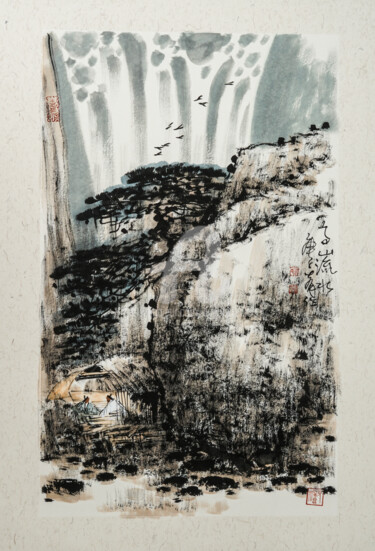 Pintura titulada "High mountain and l…" por Dayou Lu, Obra de arte original, Pigmentos