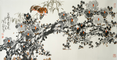 Painting titled "Fragrance of Magnol…" by Dayou Lu, Original Artwork, Pigments