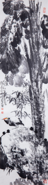 Pittura intitolato "Listen to the Pine…" da Dayou Lu, Opera d'arte originale, Inchiostro
