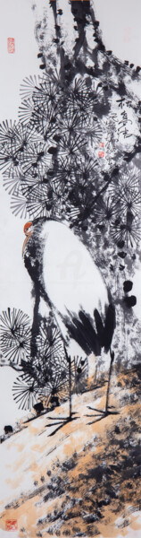 Painting titled "Pine tree spirit 松高…" by Dayou Lu, Original Artwork, Pigments