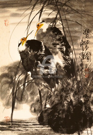Painting titled "Double miss 双思图 （No…" by Dayou Lu, Original Artwork, Pigments