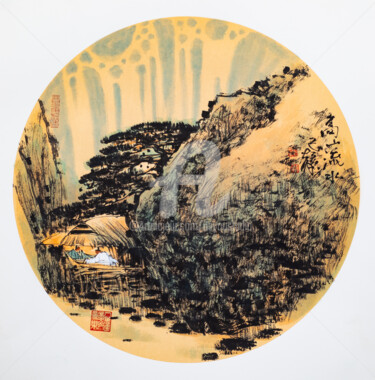 Schilderij getiteld "High mountain and l…" door Dayou Lu, Origineel Kunstwerk, pigmenten