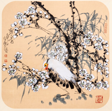 Painting titled "Fragrance of Plum B…" by Dayou Lu, Original Artwork, Pigments