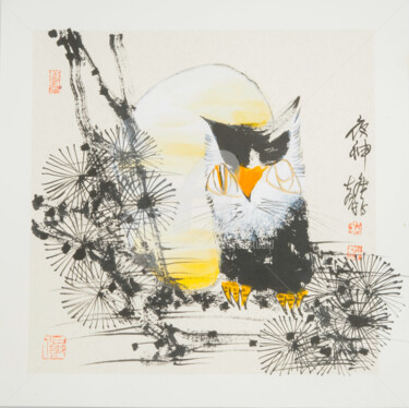 Peinture intitulée "Night god 夜神 （No.19…" par Dayou Lu, Œuvre d'art originale, Pigments