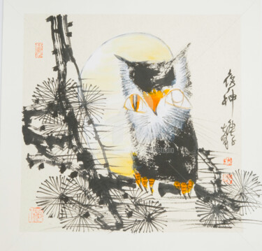 Painting titled "Night god 夜神 （No.19…" by Dayou Lu, Original Artwork, Pigments