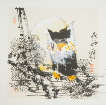 Peinture intitulée "Night god 夜神 （No.19…" par Dayou Lu, Œuvre d'art originale, Pigments