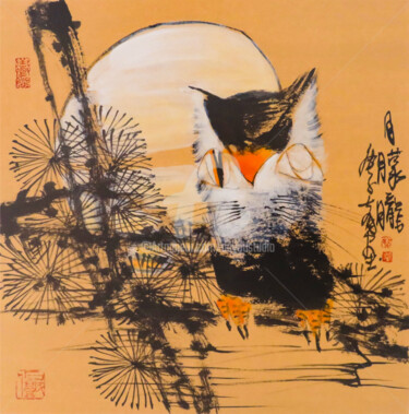 Painting titled "Hazy moon 月朦胧 （No.1…" by Dayou Lu, Original Artwork, Pigments