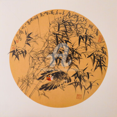 Pittura intitolato "Fresh wind 清风竹影 （No…" da Dayou Lu, Opera d'arte originale, pigmenti