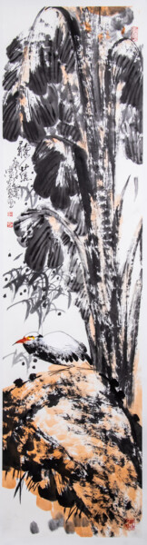 Картина под названием "Listen to the lotus…" - Dayou Lu, Подлинное произведение искусства, Чернила