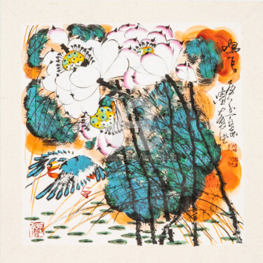 Peinture intitulée "Flying bird 鸣飞 （No.…" par Dayou Lu, Œuvre d'art originale, Pigments