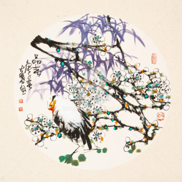 Peinture intitulée "Feel the spring 品春…" par Dayou Lu, Œuvre d'art originale, Pigments