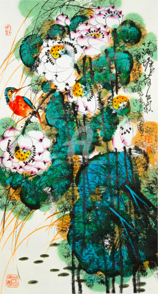 Pintura titulada "Peaceful in the lot…" por Dayou Lu, Obra de arte original, Pigmentos