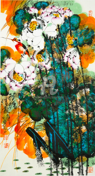 "Lotus pond clear de…" başlıklı Tablo Dayou Lu tarafından, Orijinal sanat, Pigmentler