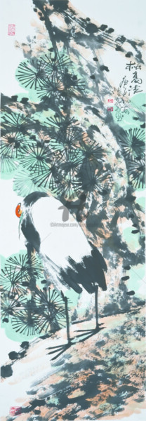 Peinture intitulée "Pine tree spirit 松高…" par Dayou Lu, Œuvre d'art originale, Pigments