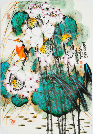 Painting titled "Cool summer 夏凉 （No.…" by Dayou Lu, Original Artwork, Pigments