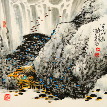 Malerei mit dem Titel "High mountain and l…" von Dayou Lu, Original-Kunstwerk, Pigmente