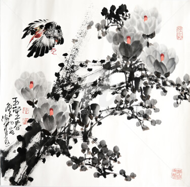 Картина под названием "Fragrance of Magnol…" - Dayou Lu, Подлинное произведение искусства, Пигменты