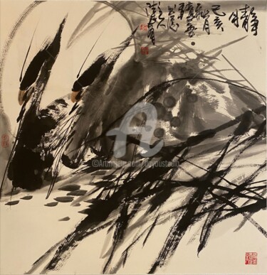 Peinture intitulée "Quite night 静月 （No.…" par Dayou Lu, Œuvre d'art originale, Pigments