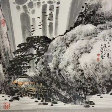 Painting titled "High mountain and l…" by Dayou Lu, Original Artwork, Pigments