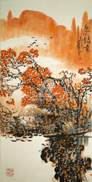 Pittura intitolato "Poetic life  唐人诗意 （…" da Dayou Lu, Opera d'arte originale, pigmenti