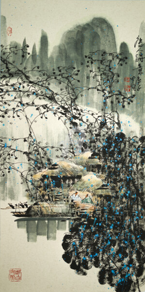Malarstwo zatytułowany „Poetic life  唐人诗意 （…” autorstwa Dayou Lu, Oryginalna praca, Pigmenty