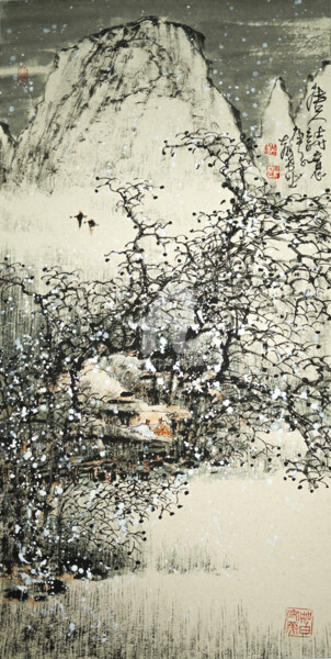 Pintura intitulada "Poetic life  唐人诗意 （…" por Dayou Lu, Obras de arte originais, Pigmentos