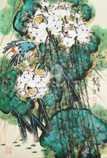 Pintura titulada "Flying bird 鸣飞 （No.…" por Dayou Lu, Obra de arte original, Pigmentos