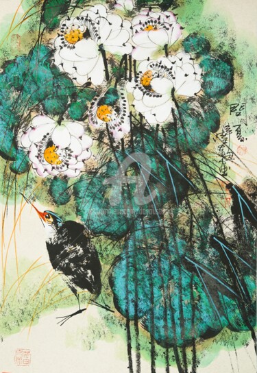 Peinture intitulée "Thinking in the sum…" par Dayou Lu, Œuvre d'art originale, Pigments