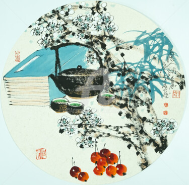 Malarstwo zatytułowany „Poetic life  唐人诗意 （…” autorstwa Dayou Lu, Oryginalna praca, Pigmenty