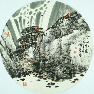 Peinture intitulée "High mountain and l…" par Dayou Lu, Œuvre d'art originale, Pigments