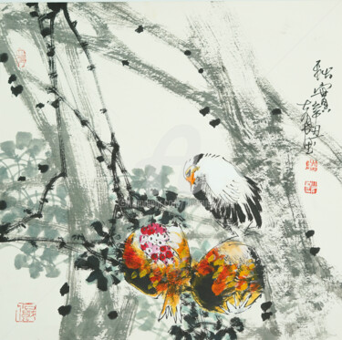 Painting titled "Harvest in the Autu…" by Dayou Lu, Original Artwork, Pigments