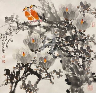 Peinture intitulée "Spring stays always…" par Dayou Lu, Œuvre d'art originale, Pigments