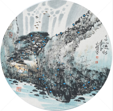 Painting titled "High mountain and l…" by Dayou Lu, Original Artwork, Pigments