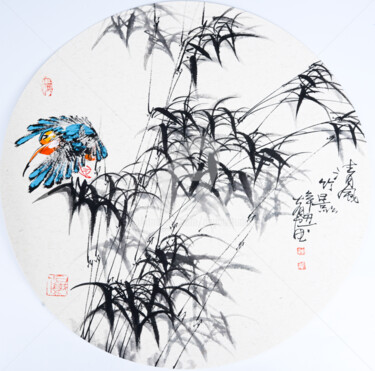 Pintura intitulada "Clear wind and Bamb…" por Dayou Lu, Obras de arte originais, Pigmentos