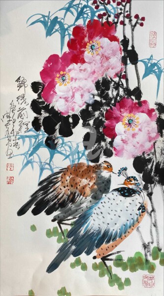 Pittura intitolato "Bright future 锦绣前程…" da Dayou Lu, Opera d'arte originale, pigmenti