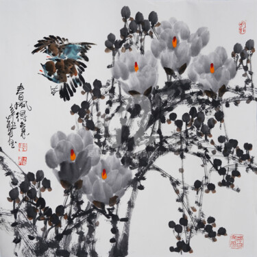 Pittura intitolato "Spring brings good…" da Dayou Lu, Opera d'arte originale, pigmenti