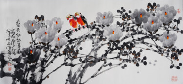Peinture intitulée "Spring message 春天的故…" par Dayou Lu, Œuvre d'art originale, Pigments