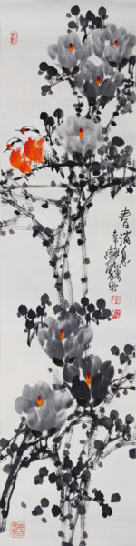 Malerei mit dem Titel "Spring message 春消息…" von Dayou Lu, Original-Kunstwerk, Pigmente