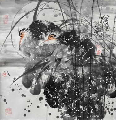 Painting titled "Double miss 双思（No.1…" by Dayou Lu, Original Artwork, Pigments