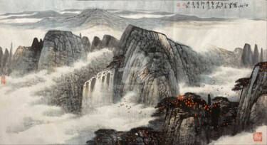 Painting titled "江山万里（No.1877202464)" by Dayou Lu, Original Artwork, Pigments