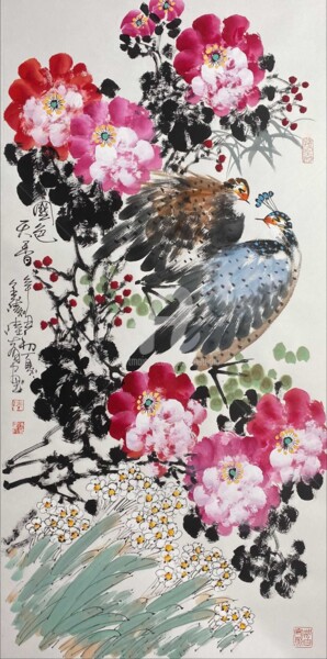 Painting titled "National beauty and…" by Dayou Lu, Original Artwork, Pigments