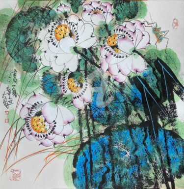 Картина под названием "Cool summer 清夏（No.1…" - Dayou Lu, Подлинное произведение искусства, Пигменты